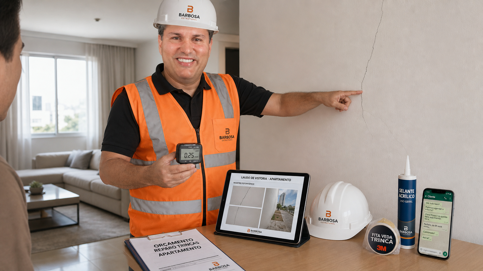 Orçamento para reparo de trincas em apartamento.