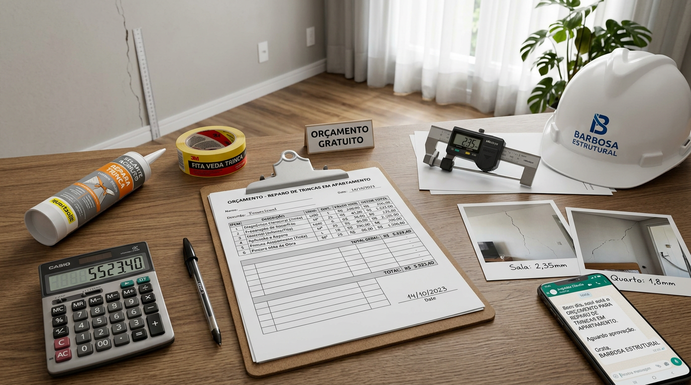 Orçamento para reparo de trincas em apartamento.