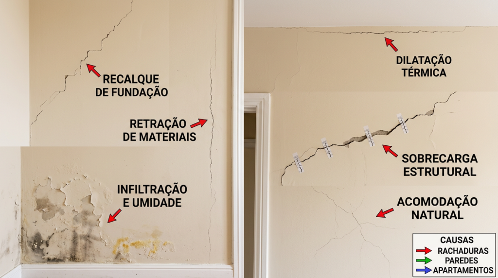 Rachaduras paredes apartamentos comum: Quais as causas?