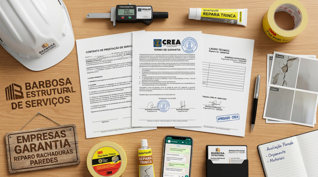 Empresas com garantia no serviço de reparo de rachaduras