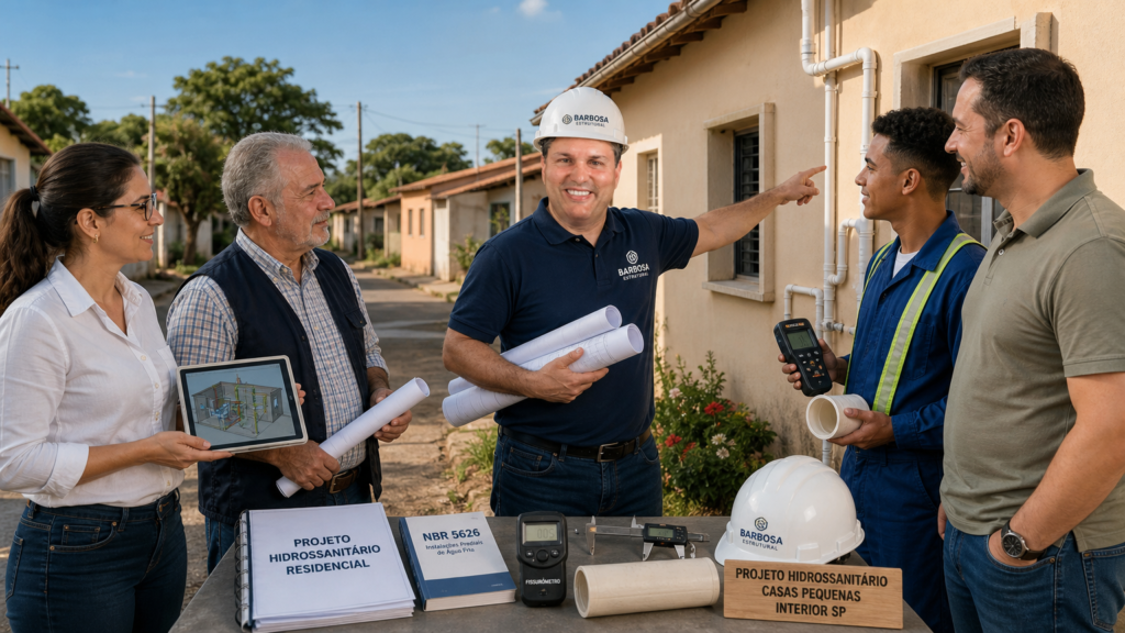 Projeto hidrossanitário em casas pequenas no interior de SP