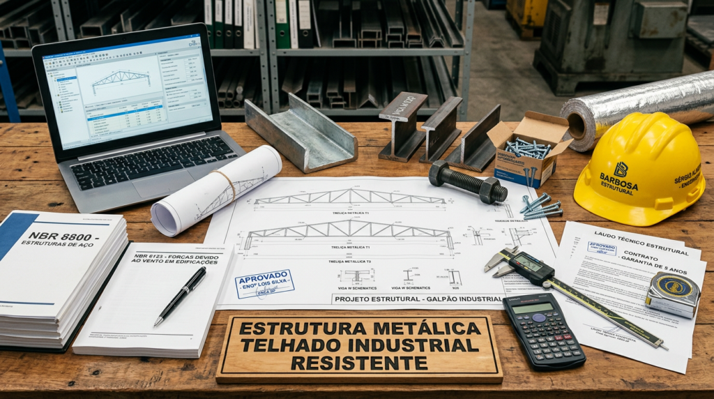 Estruturas metálica de telhado industrial resistentes