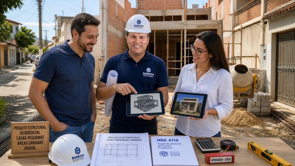 Projeto estrutural de casas pequenas em urbanas no Brasil