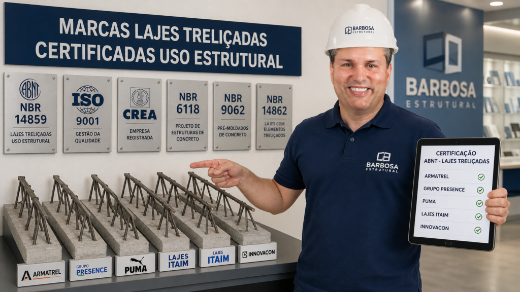 Marcas de lajes treliçadas certificadas para uso estrutural