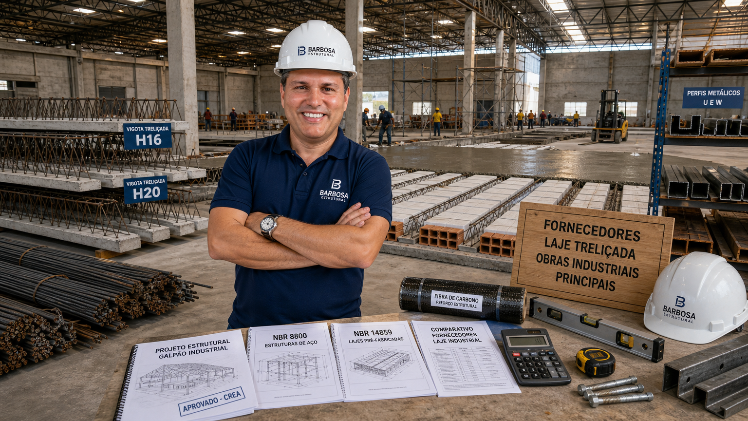 Fornecedores de laje treliçada para obras industriais