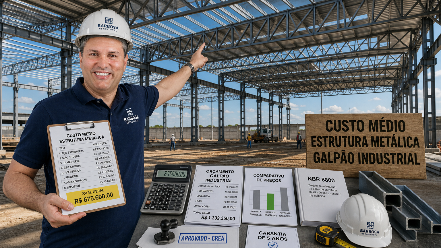 Estrutura metálica para galpão industrial: Custo médio