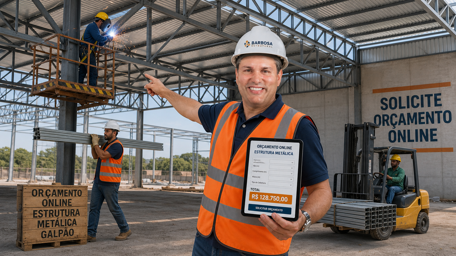 Orçamento online para estrutura metálica de galpão