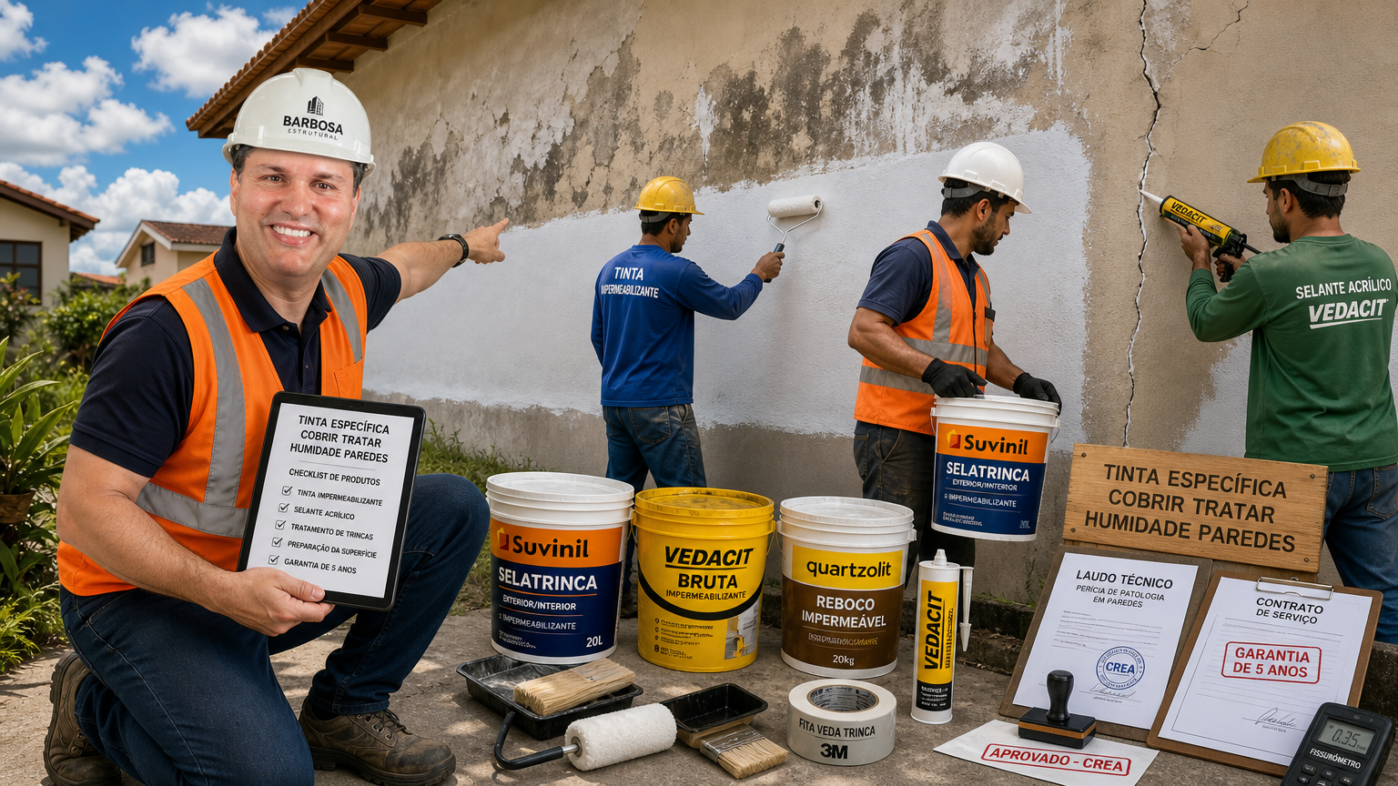 Tinta para cobrir e tratar a humidade nas paredes