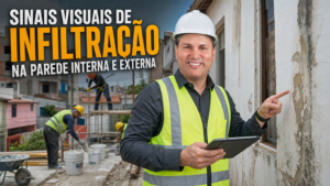 Sinais visuais de infiltração na parede interna e externa