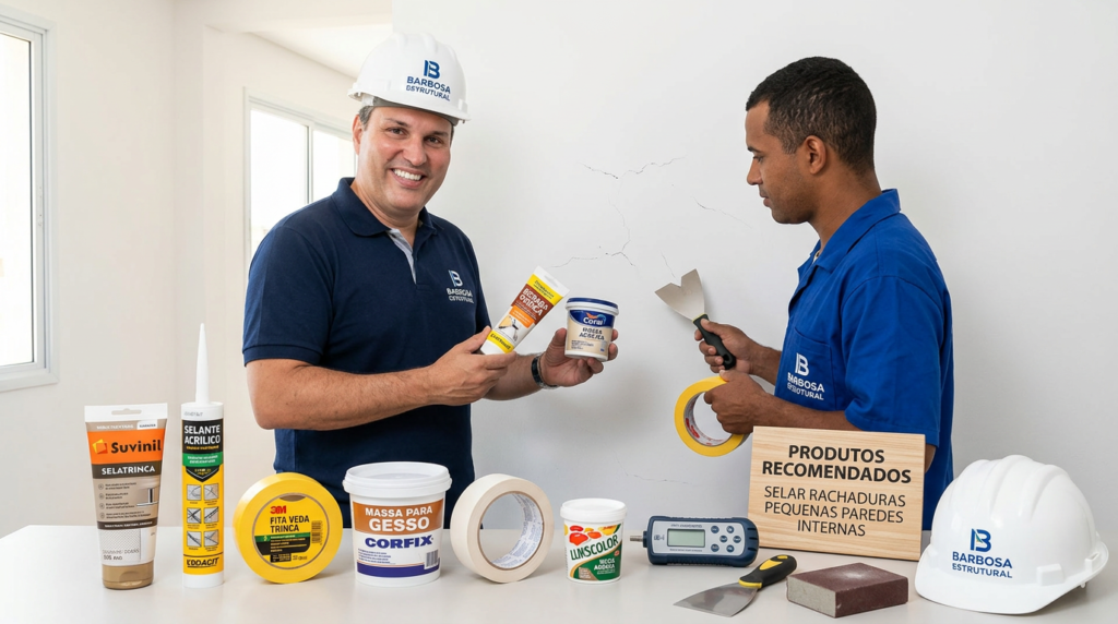 Produtos para selar rachaduras pequenas em paredes internas