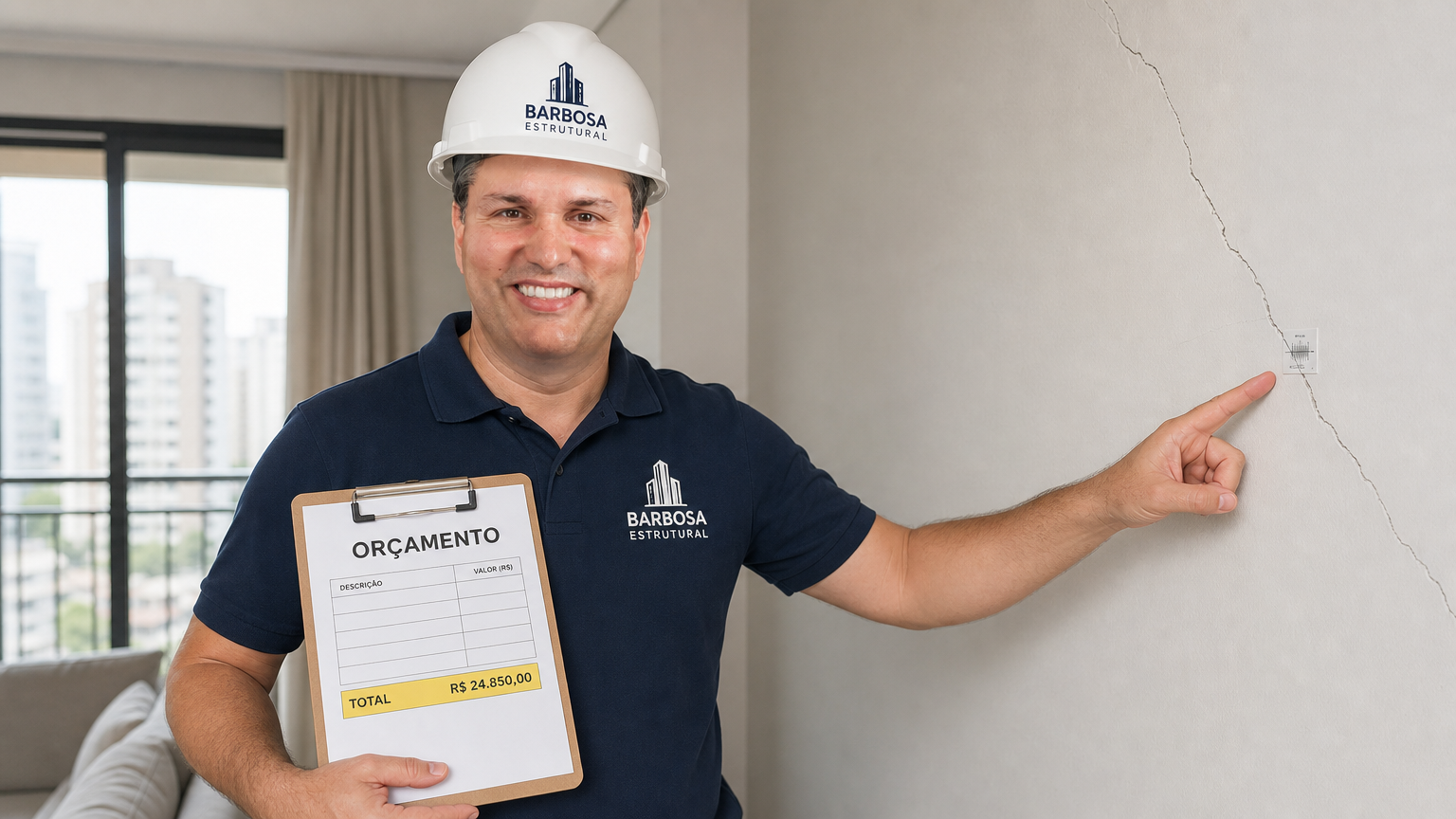 Orçamento para avaliação de rachaduras em apartamento