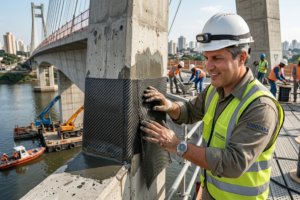 Reforço de fibra de carbono em Pontes