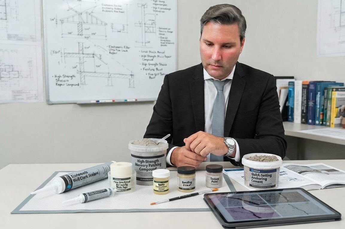 Materiais para conserto de fissuras em paredes de alvenaria