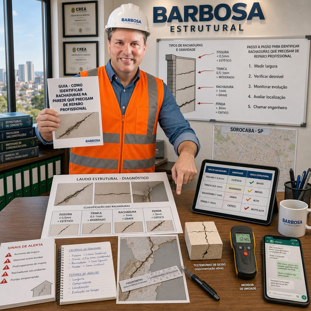 Rachaduras na parede que precisam de reparo profissional