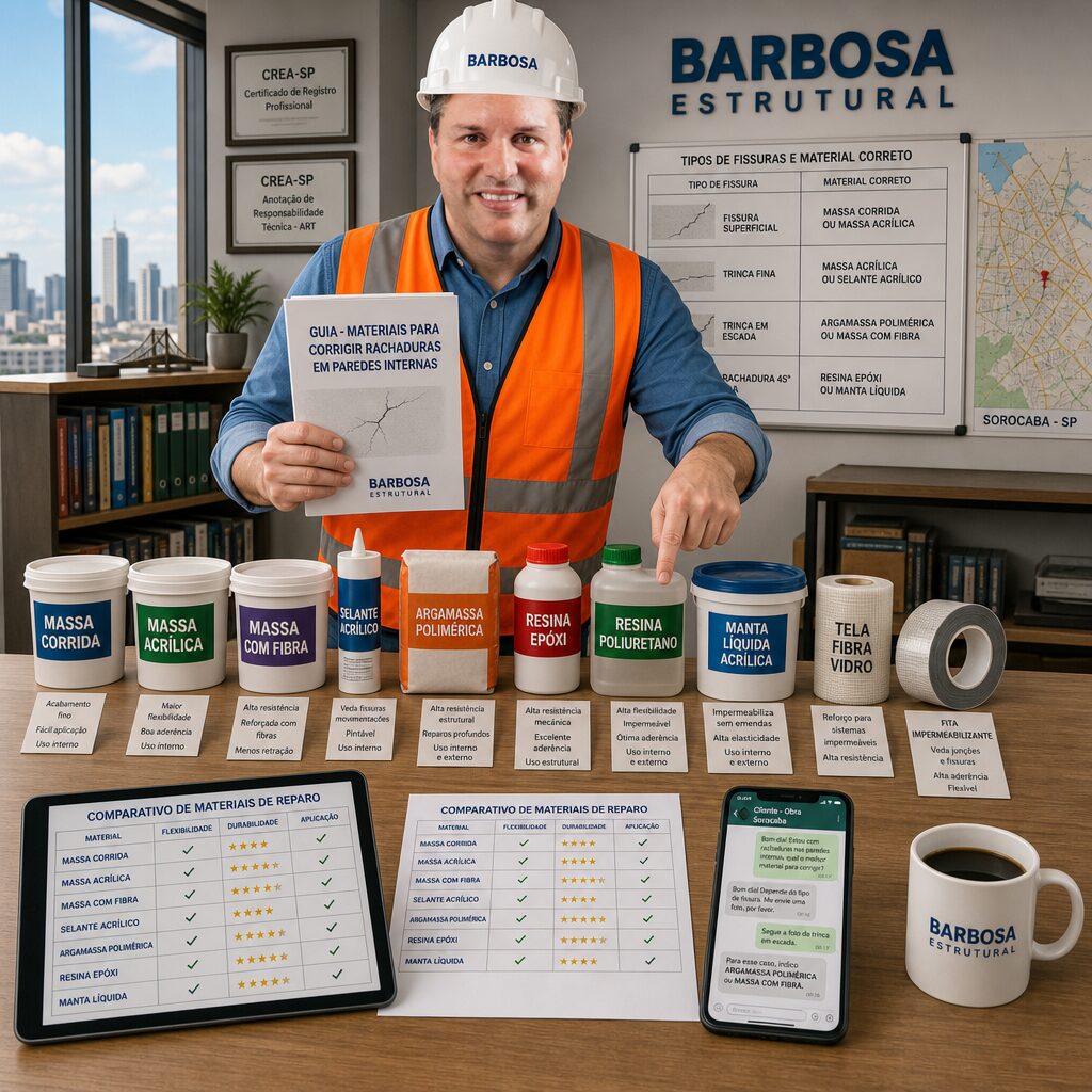 Materiais para corrigir rachaduras em paredes internas