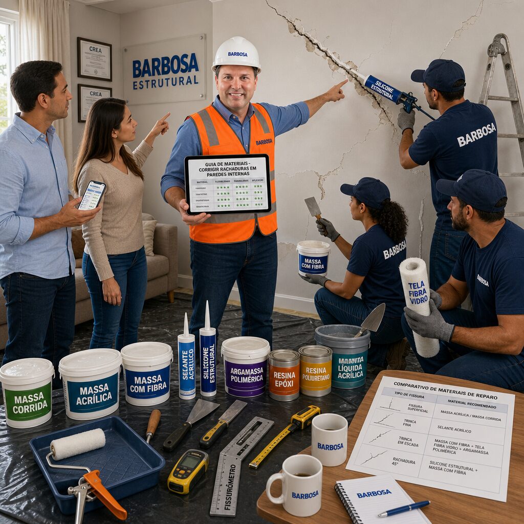 Materiais para corrigir rachaduras em paredes internas