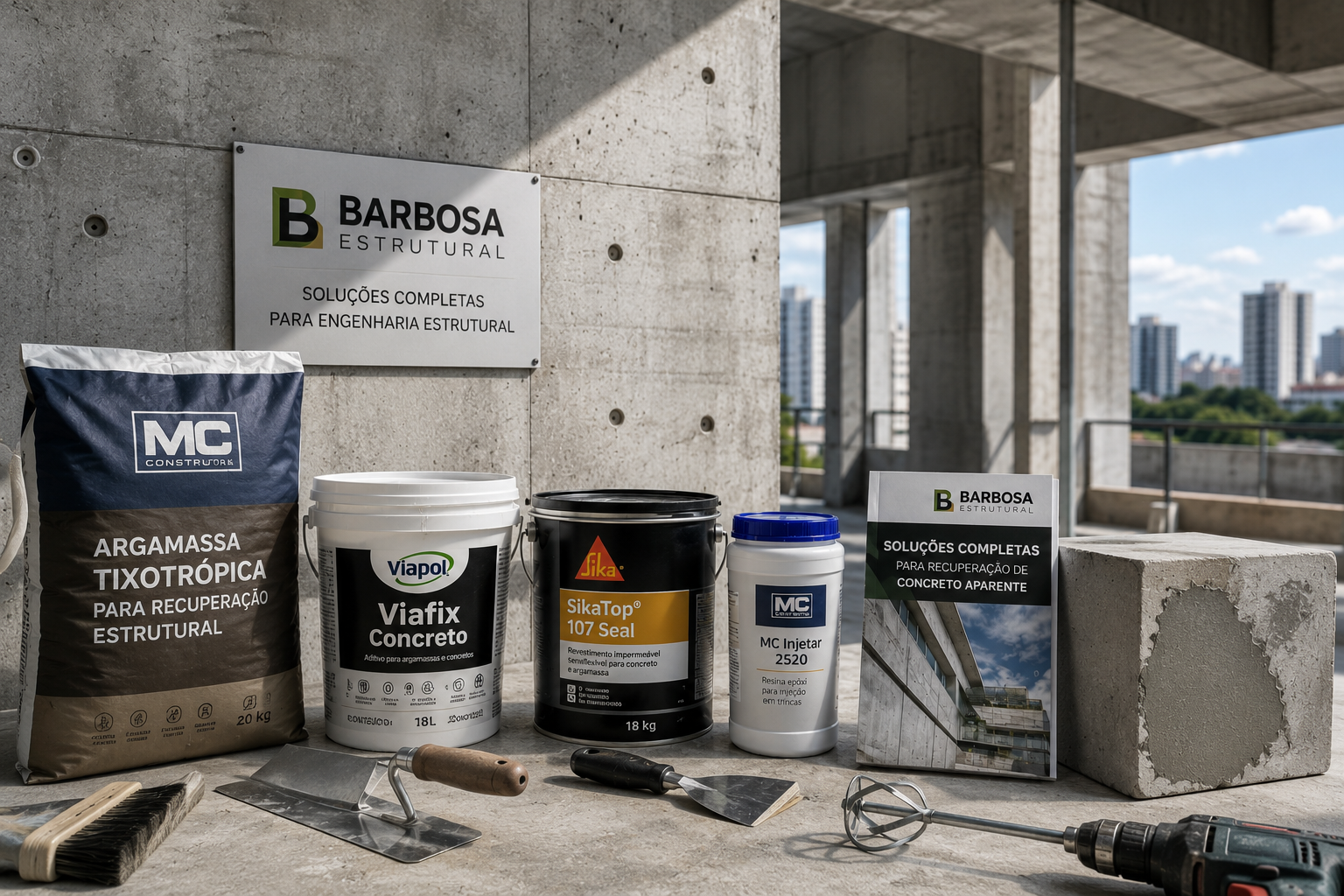 Produtos para recuperação de concreto aparente