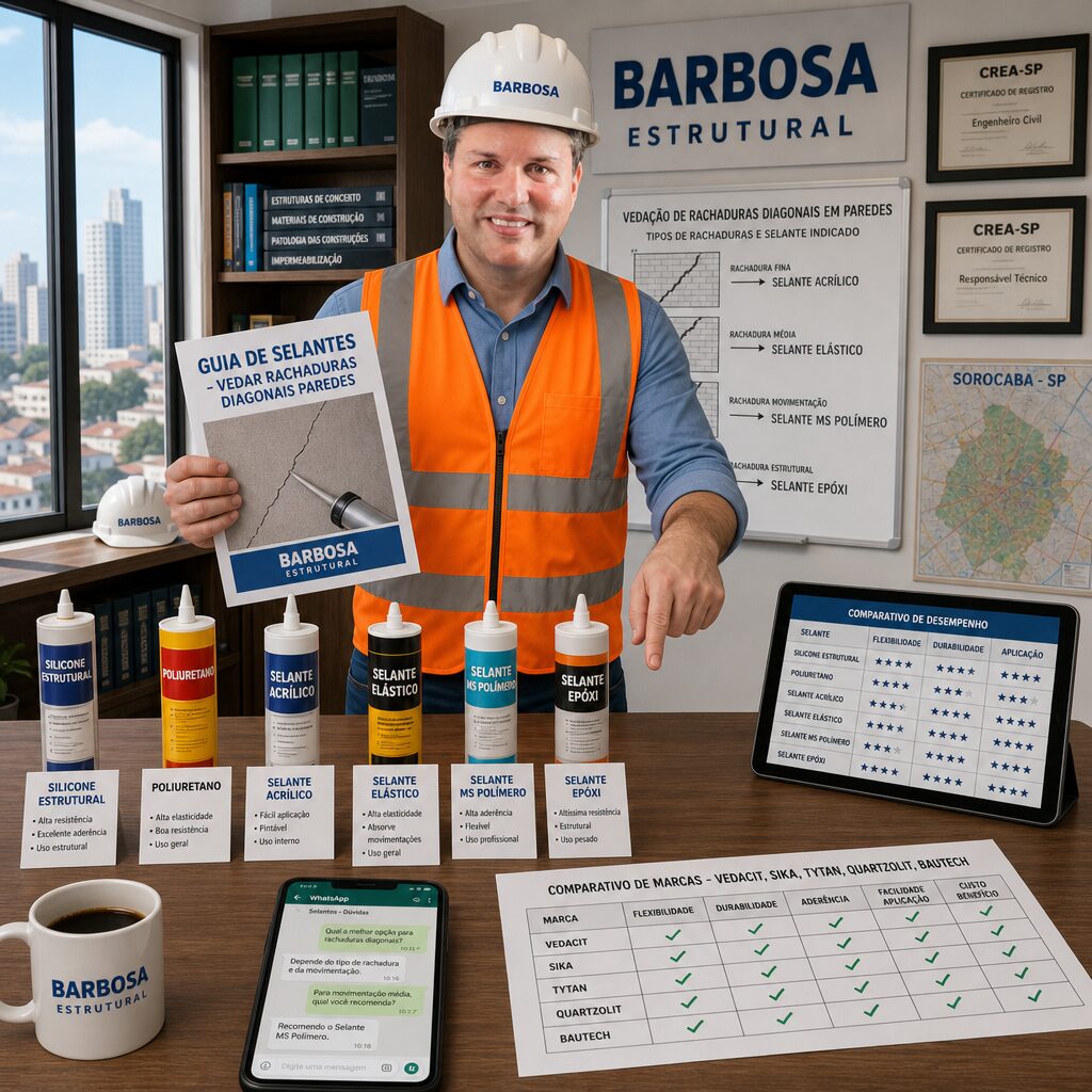 Marcas de Selantes Recomendadas para Vedação de Rachaduras Diagonais