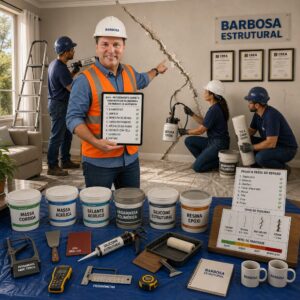 Procedimento para reparar rachaduras em paredes de alvenaria