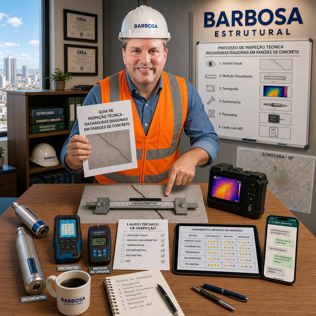 Inspeção Técnica para Rachaduras Diagonais em Concreto