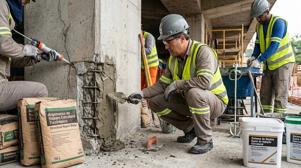 Fornecedores de argamassas e resinas para reparo estrutural