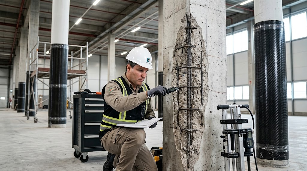 Orçamento para recuperação estrutural de pilares industriais